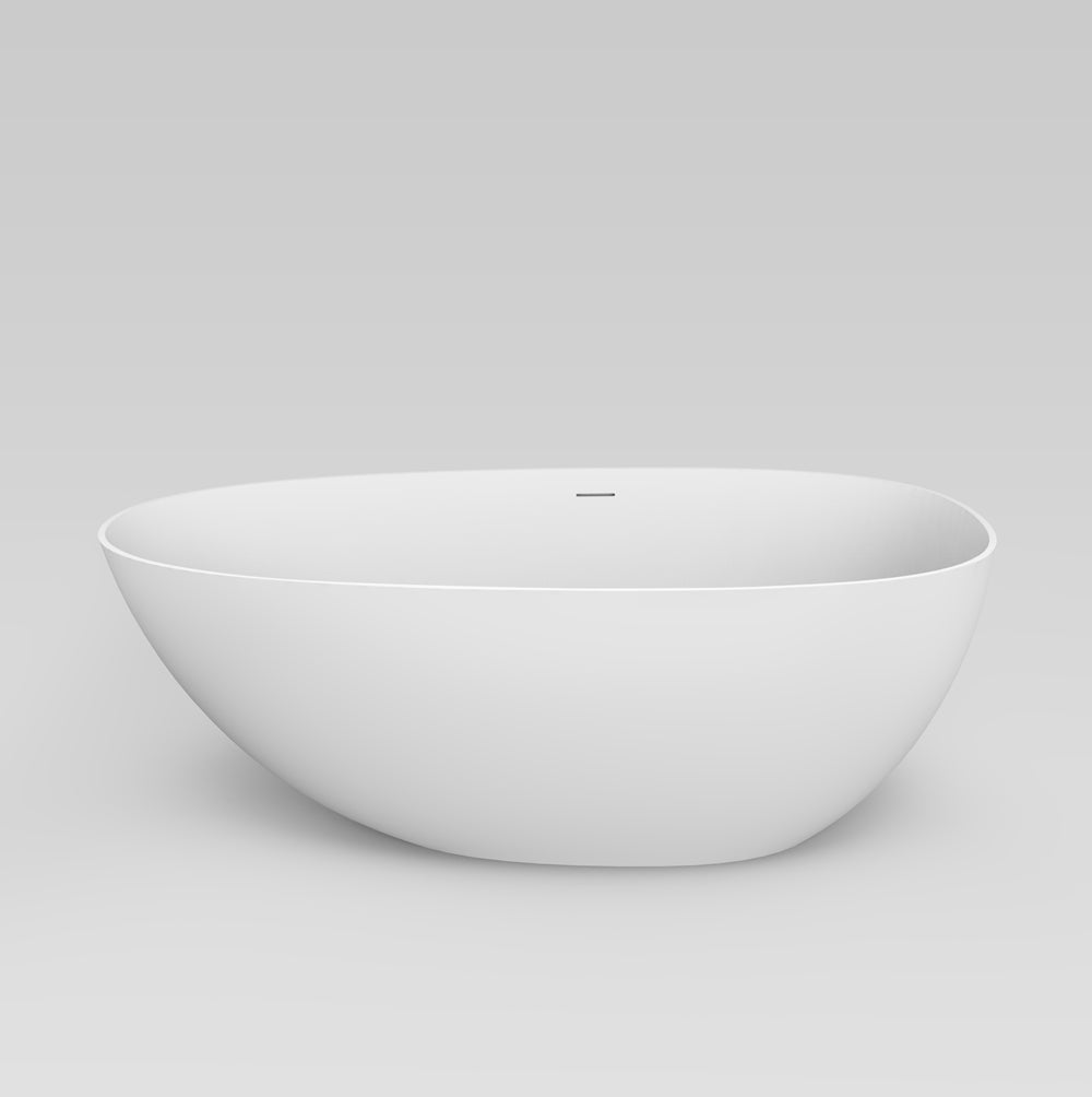 Rbrohant Stone Resin Freestanding Soaking Tub – Solid Surface with Drain & Overflow