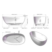 Rbrohant Stone Resin Freestanding Soaking Tub – Solid Surface with Drain & Overflow