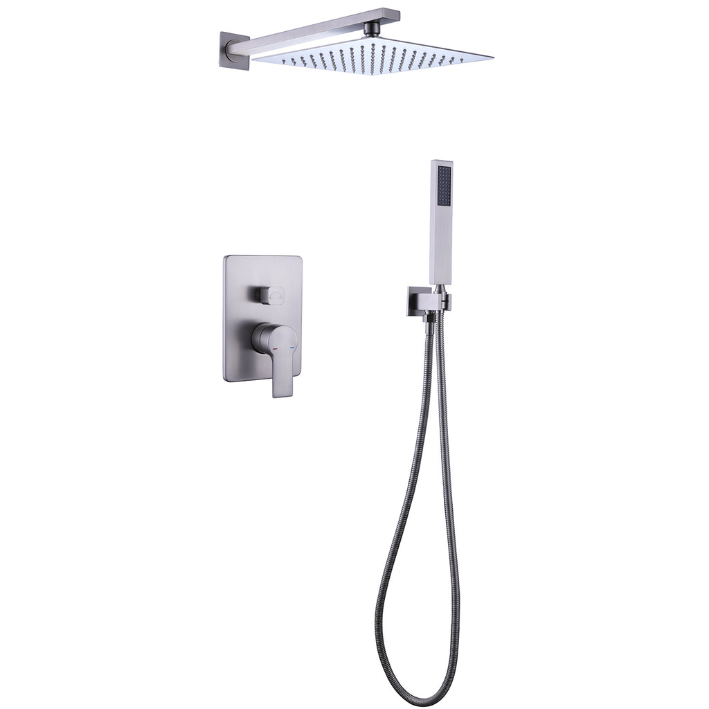 Rbrohant 10" Square Shower System - Rain Shower Head and Handheld, Rainfall Shower Head, Durable 304 Stainless Steel - All-In-One Shower System - Shower Faucet Set for Modern Bathroom Home
