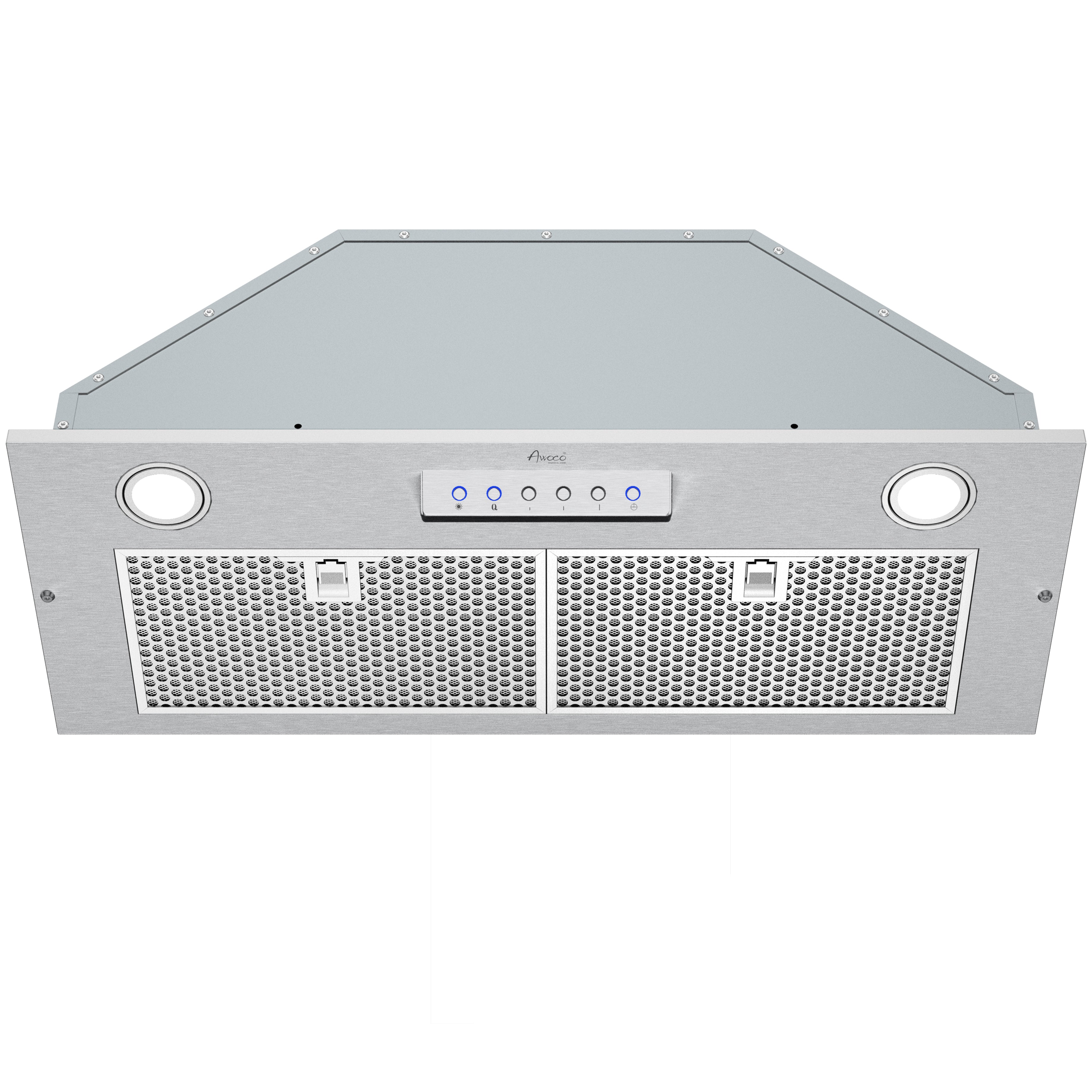 Awoco 30" 11-3/4"D Built-in Insert Stainless Steel Range Hood for Wood Hoods, 4 Speeds 6” Round Top Vent 600CFM LED Lights