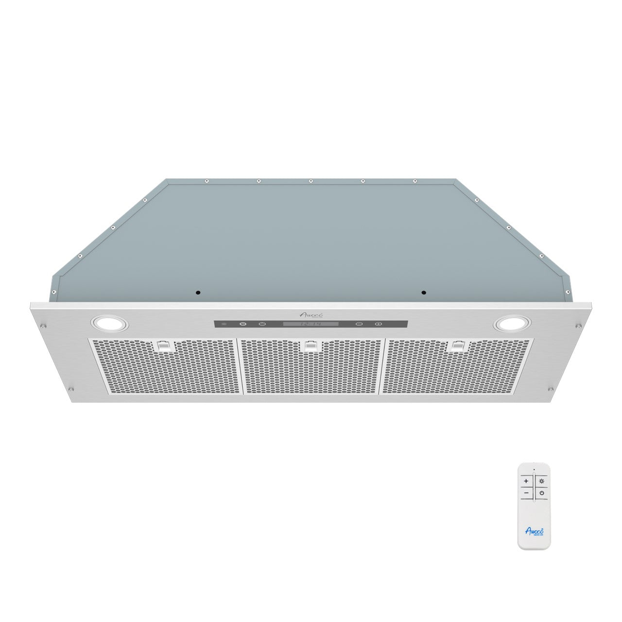 Awoco RH-BQ-R 14-1/2”D Built-in/Insert Stainless Steel Range Hood, 4-Speed, 650 CFM, LED Lights, Baffle Filters for Wood Hood