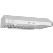 Awoco 30" Under Cabinet Classic 6”H Stainless Steel Range Hood, 4 Speeds 900CFM LED Lights