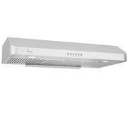 Awoco 36" Under Cabinet Classic 6”H Stainless Steel Range Hood, 4 Speeds 900CFM LED Lights