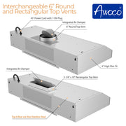 Awoco RH-C06-42 Under Cabinet Range Hood - Electronic Buttons - 900 CFM
