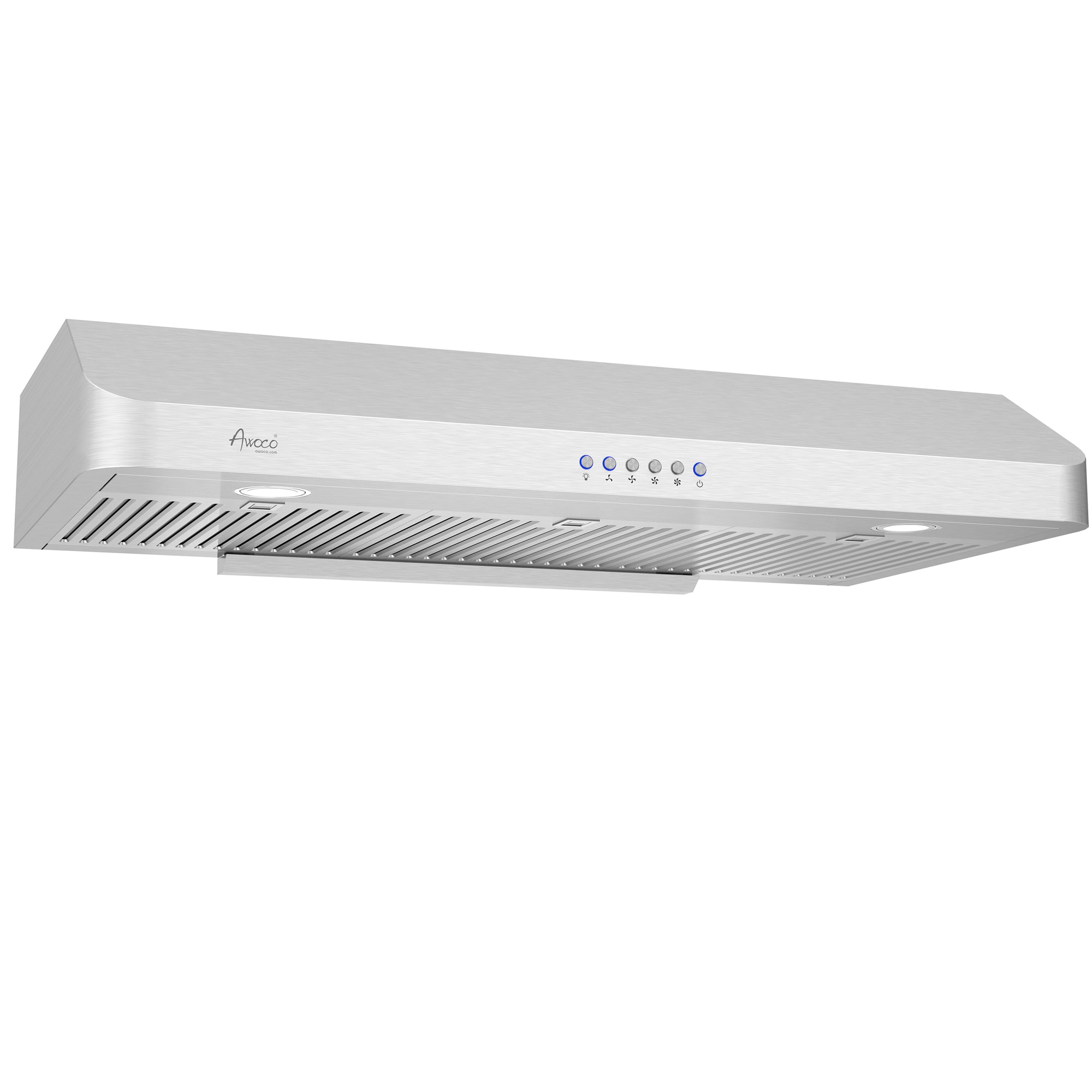 Awoco 42" Under Cabinet Classic 6”H Stainless Steel Range Hood, 4 Speeds 900CFM LED Lights