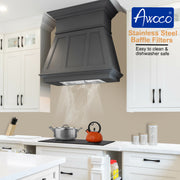 Awoco RH-IT06 11-3/4"D Super Quiet Split Insert Stainless Steel Range Hood, 4 Speeds with a 6” Blower Unit 800CFM LED Lights