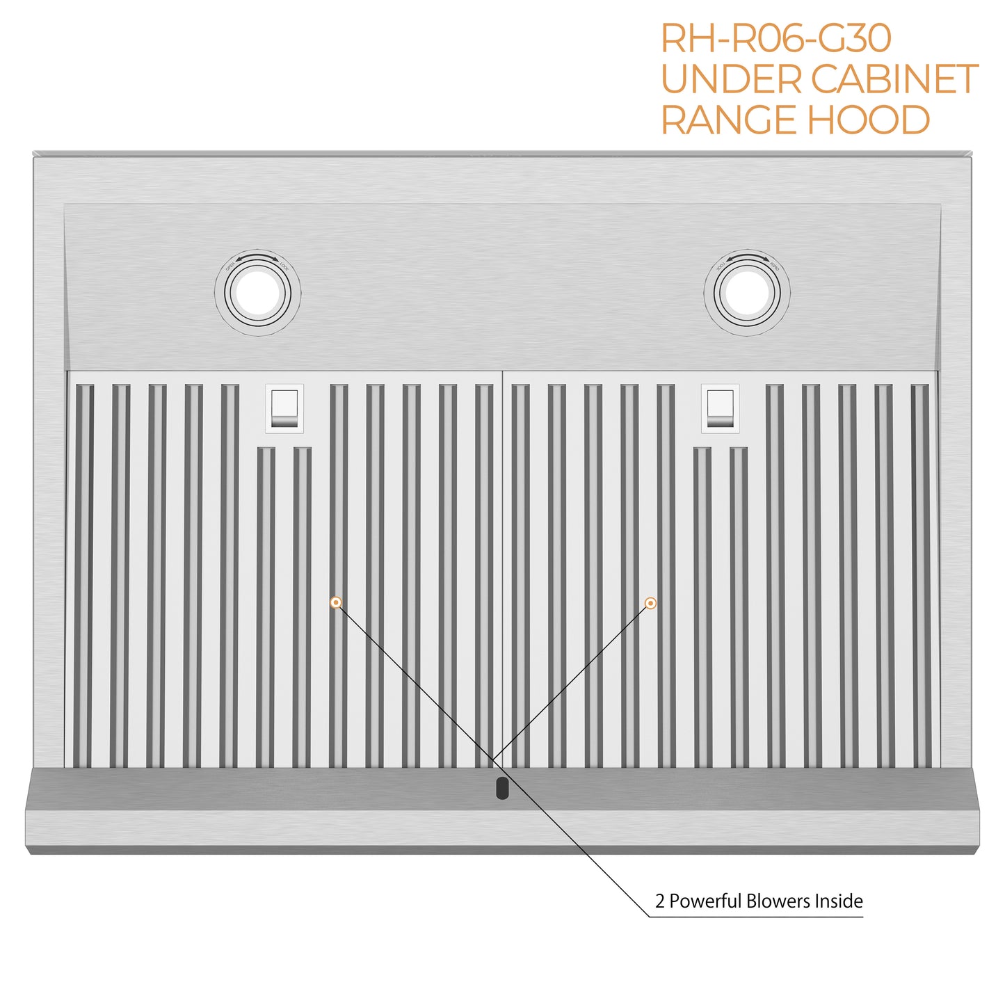 Awoco 30" Stainless Steel Under Cabinet 6 Speeds 900 CFM Range Hood with Tempered Glass Touch Panel, LED Lights, Baffle Filters and Oil Collector, 7" High