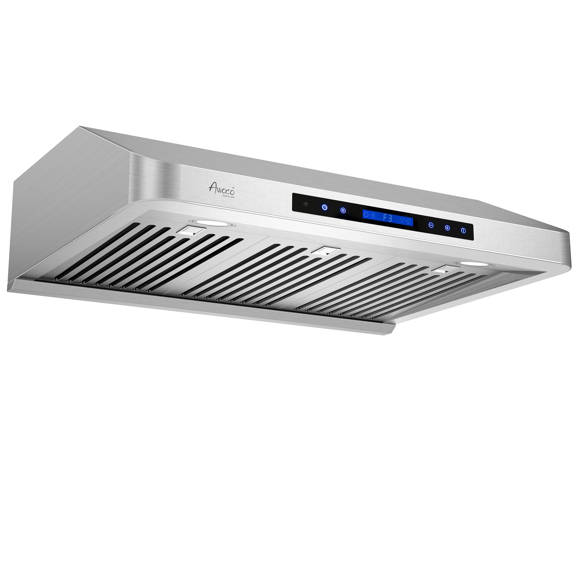 Awoco 30" Under Cabinet Supreme 7”H Stainless Steel Range Hood, 4 Speeds 8” Round Top Vent 1000CFM with Remote Control