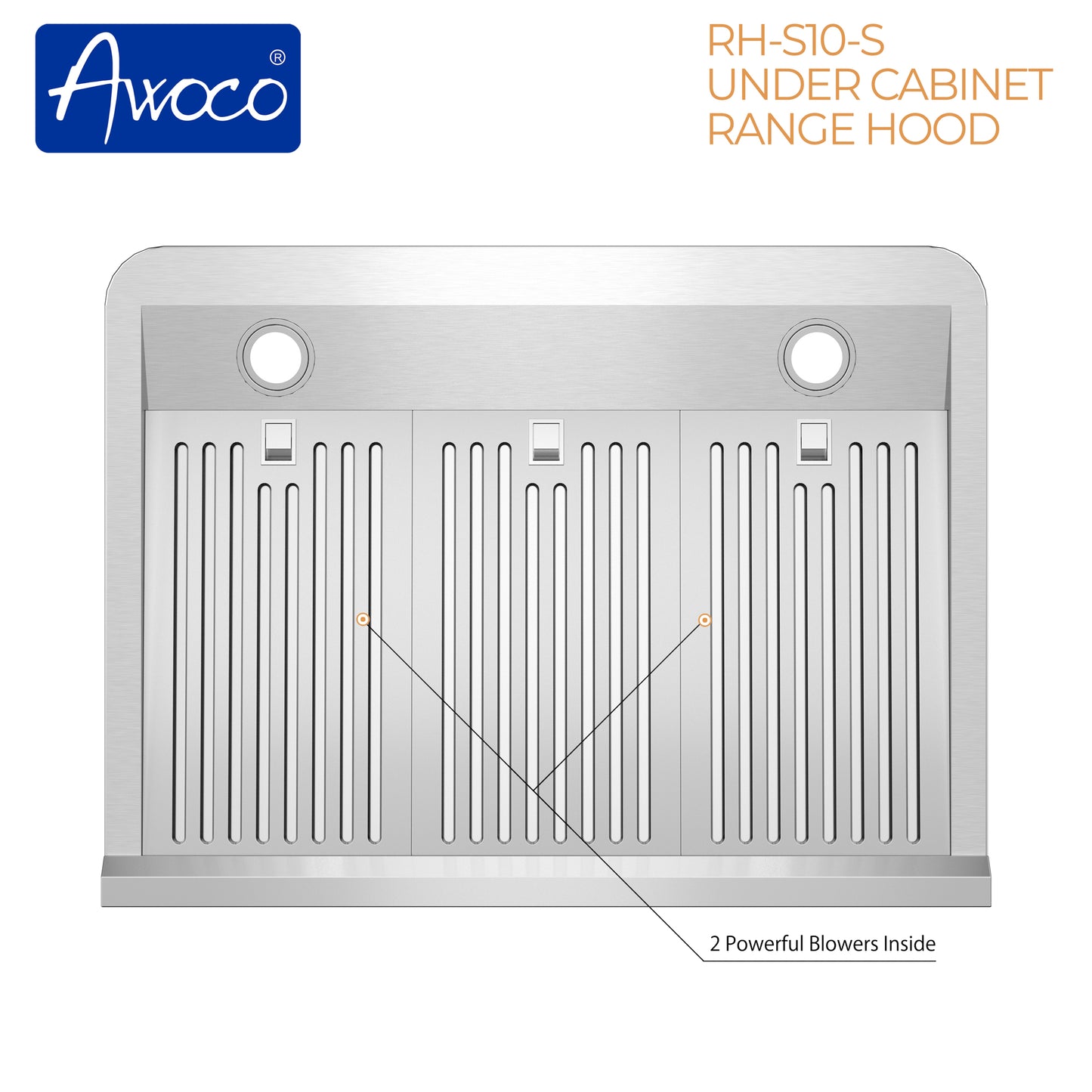 Awoco 30" Under Cabinet Supreme 7”H Stainless Steel Range Hood, 4 Speeds 8” Round Top Vent 1000CFM with Remote Control