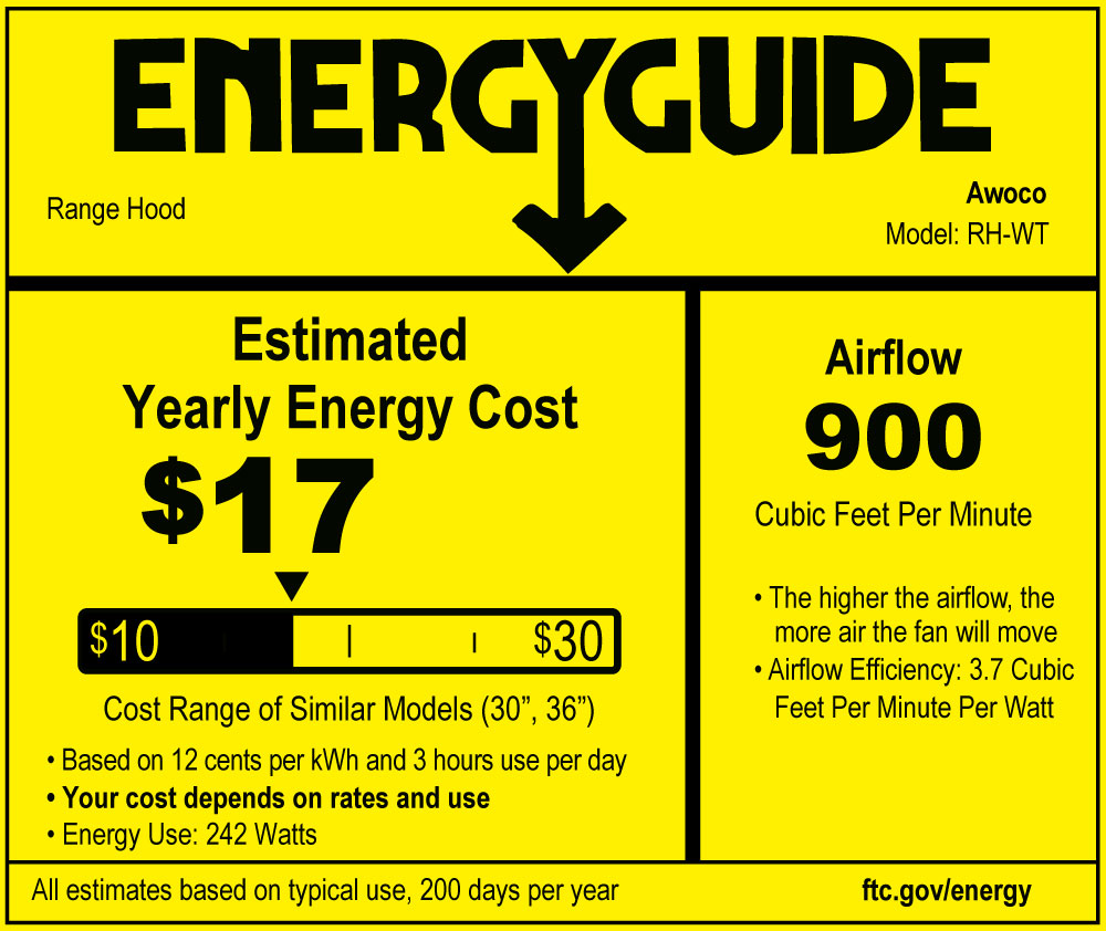 Awoco 30" Wall Mount Stainless Steel Range Hood, 4 Speeds 6” Round Top Vent 900CFM 2 LED Lights with Remote Control