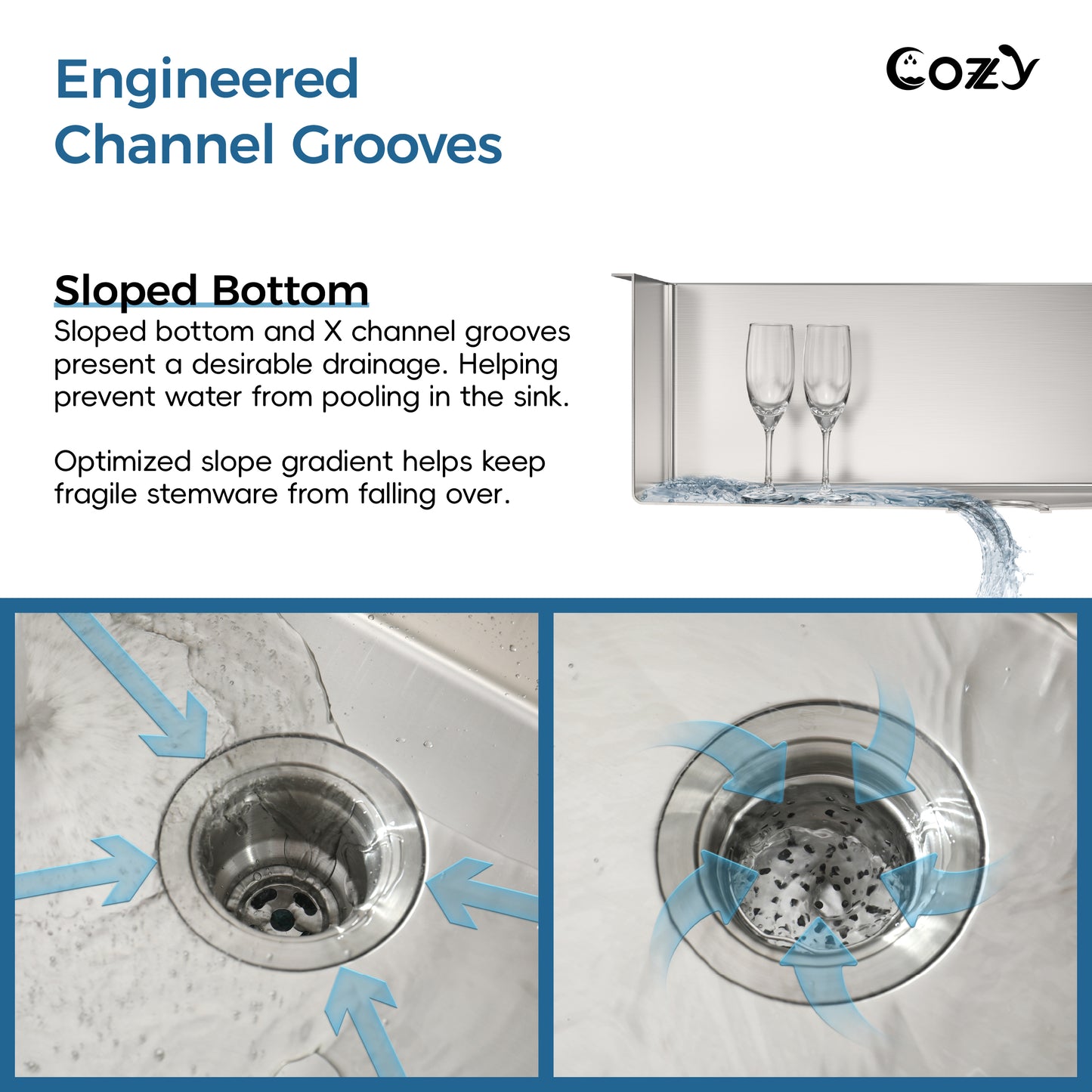 COZY 30″x22″ Stainless Steel Single Bowl Overmount Kitchen Sink, Brushed, with Board & Colander, CZY-SS-BR01D-302208