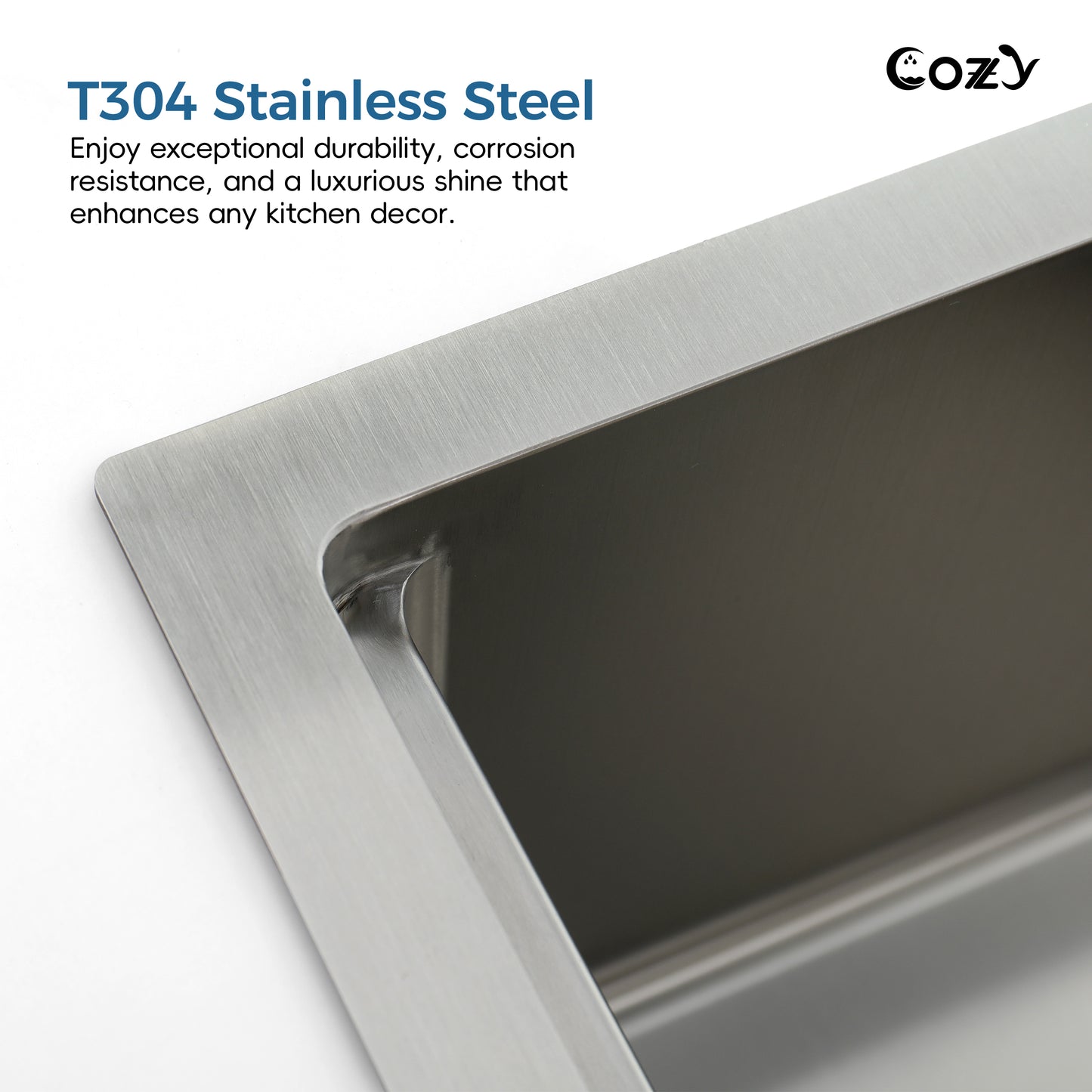 COZY 36" x 19" Stainless Steel Workstation Sink Undermount Single Bowl Brushed Finish with Cutting Board Colander and Grid, CZY-SS-BR07D-361908-WG