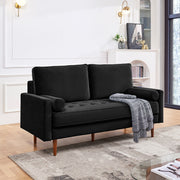 Dormily 69 inch Velvet Sofa: Modern Sofa Mid-Century Style, 3-Seater Modern Couch with 2 Bolster Pillows - Perfect for Living Rooms, Bedrooms, Home Offices, and Apartments