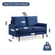 Dormily 57 inch Velvet Sofa: Modern Loveseat Mid-Century Style, 2-Seater Modern Couch - Perfect for Living Rooms, Bedrooms, Home Offices, and Apartments