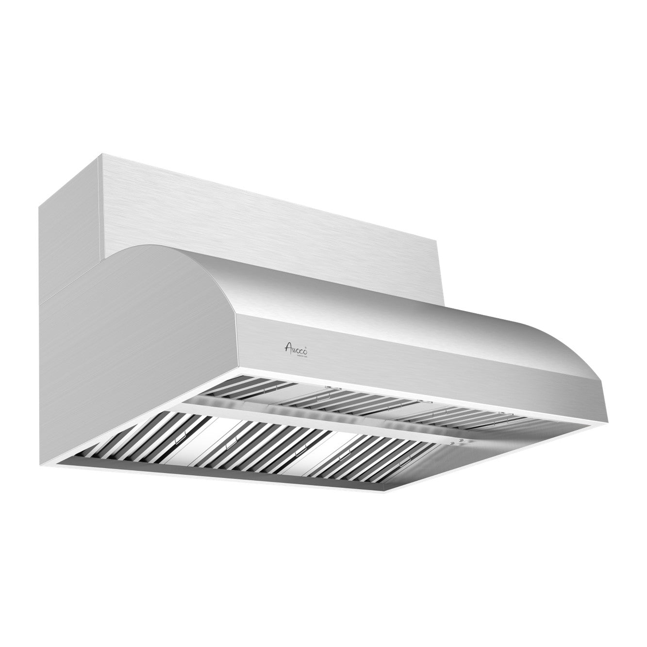 Awoco 48" Outdoor BBQ Vent Hood 18" High Type 304 Stainless Steel, 4 Speeds 2000 CFM, Dual Blowers, Adjustable LED Lights, 8” Round Top Vent + 12"H Chimney Cover.