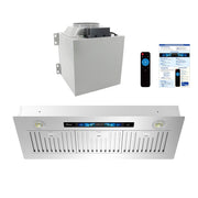 Awoco RH-IT08-V Ceiling Insert Mount Split Quiet Range Hood with Voice, Gesture, Touch, Remote Controls, 1000 CFM Kitchen Hood with 4-Speed Exhaust Fan, Stainless Steel Stove Hood with 8" Blower