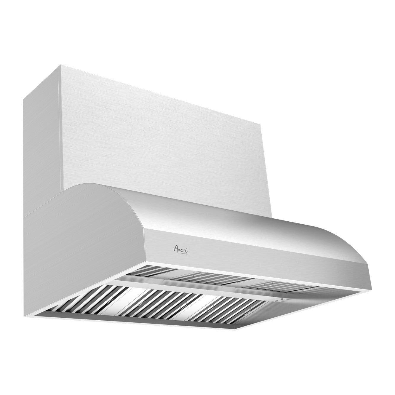Awoco 48" Outdoor BBQ Vent Hood 18" High Type 304 Stainless Steel, 4 Speeds 2000 CFM, Dual Blowers, Adjustable LED Lights, 8” Round Top Vent + 24"H Chimney Cover.