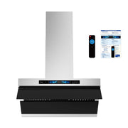 Awoco RH-SX Wall Mount Range Hood, Side-Draft Design, 4 Speeds Exhaust Fan with 800 CFM, Voice, Gesture, Touch & Remote Control, 6" Vent, Dimmable LED Light Bars