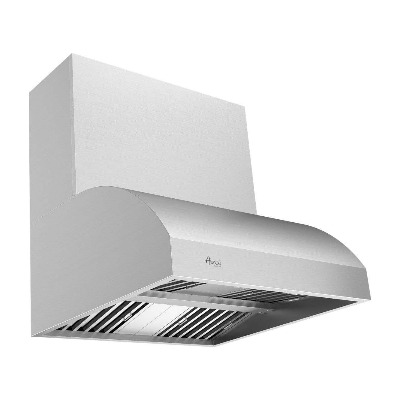 Awoco 36" Outdoor BBQ Vent Hood 18" High Type 304 Stainless Steel, 4 Speeds 1000 CFM, Adjustable LED Lights, 8” Round Top Vent + 24" Chimney Cover