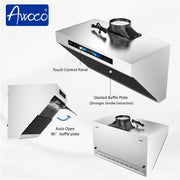 Awoco RH-SX Under Cabinet Range Hood, Side-Draft Design, 4 Speeds Exhaust Fan with 800 CFM, Voice, Gesture, Touch & Remote Control, 6" Vent, Dimmable LED Light Bars