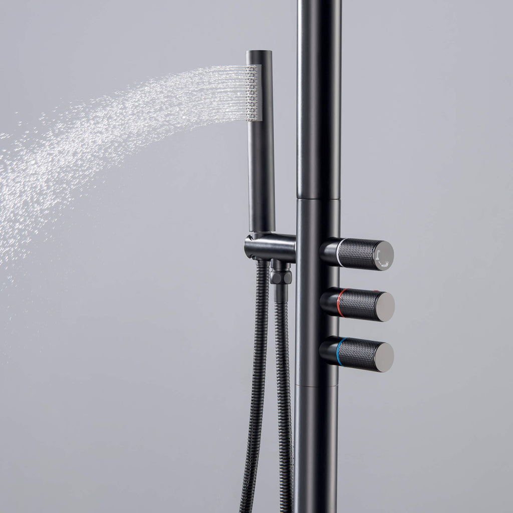 Rbrohant JK0182 独立式户外淋浴器，带手持喷头和 12 英寸淋浴头