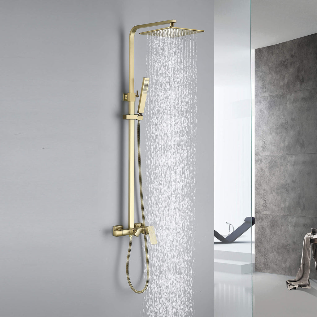 Rbrohant JK0379 3-Function Shower System with Rainfall Shower Head Handheld Sprayer and Tub Spout Wall-Mounted