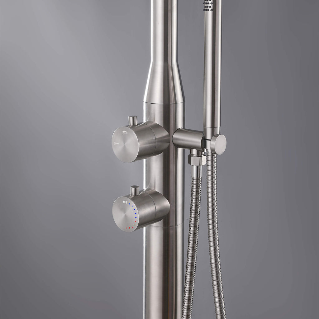 Rbrohant JK0405 316不锈钢高压户外淋浴器，带手持花洒和顶喷花洒