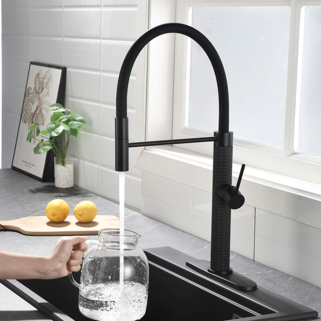 Rbrohant LYJ0066 Single Handle Pull Out Kitchen Faucet with 180° Swivel Spout Solid Brass