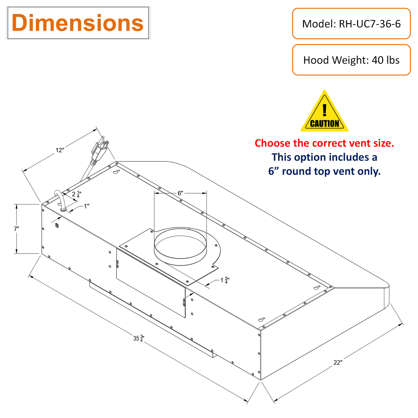 Awoco RH-UC7-36 Under Cabinet Range Hood Stainless Steel Gesture