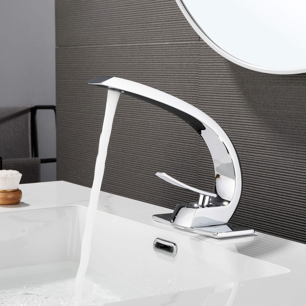 Rbrohant Modern Bathroom Faucet - C-Shape Design, Single Handle, CEC Compliant, cUPC Certified