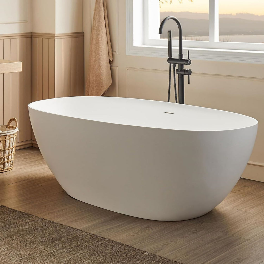 Rbrohant Solid Surface Freestanding Soaking Tub – Premium Stone Resin