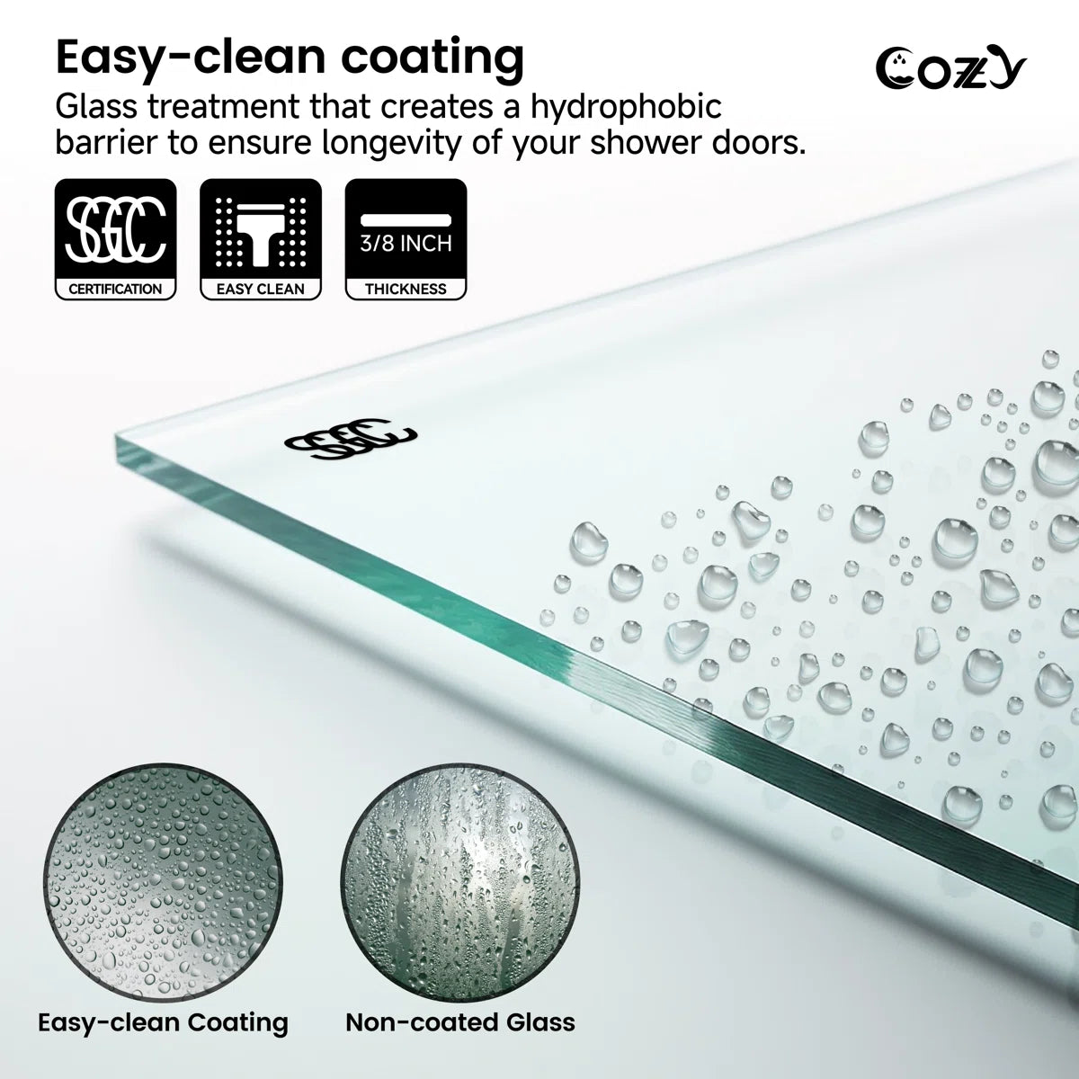 COZY 54" x 60" Frameless Sliding Tub Shower Door | 3/8" Tempered Glass