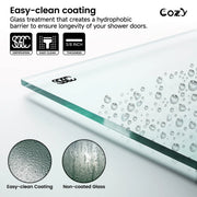 COZY 54" x 60" Frameless Sliding Tub Shower Door | 3/8" Tempered Glass