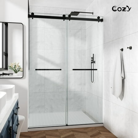 COZY 54" x 72" Frameless Sliding Shower Door | 3/8" Tempered Glass