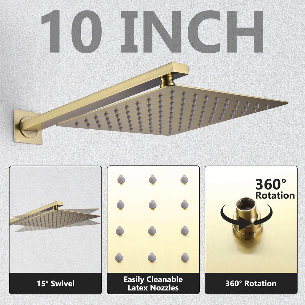 Rbrohant Shower System with Handheld, 4-Body Jets & Rain Shower - cUPC Pressure Balance Valve, CEC Certified, Lifetime Warranty