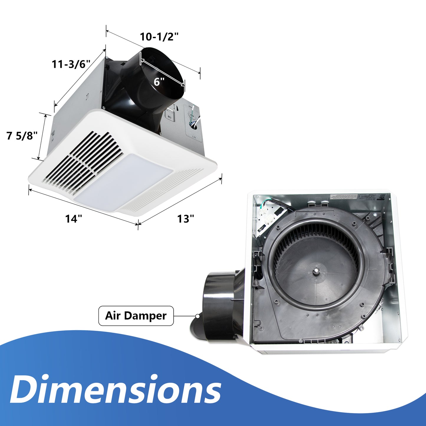 Awoco Bathroom Exhaust Fan 120 LED, Powerful CFM, Ultra-Quiet Sone, Bathroom Ceiling Fan with duct size variation, ETL Certified Ventilation Fan
